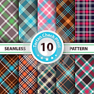 Classic tartan, Merry Christmas check plaid seamless patterns.