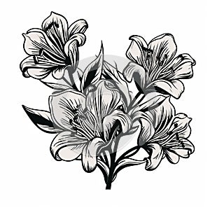 Classic Tattoo Style Lily Illustration With Nature-inspired Imagery