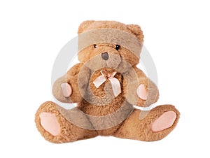 Classic teddy bear with pink bow