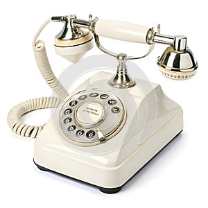 Telephone classic device isolated on white background photo