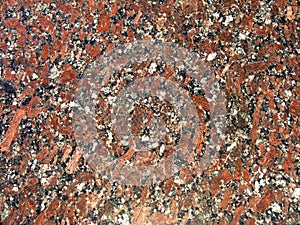Classic texture of granite. Mineral composition of rock are quartz, plagioclase, potassium feldspar and biotite mica