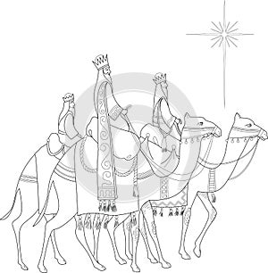 Bethlehem star illustration for coloring book