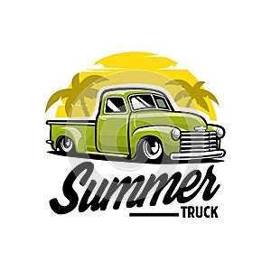 Classic truck hot rod vector illustration isolated in summer concept