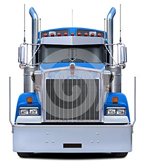 Classic truck Kenworth W900 in blue. photo