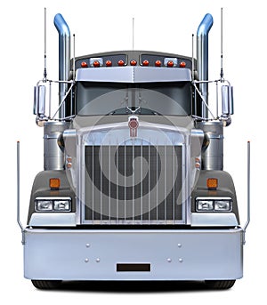 Classic truck Kenworth W900 in gray. photo