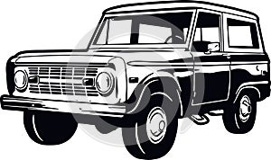 Classic Truck, Muscle car, Classic car, Stencil, Silhouette, Vector Clip Art - Truck 4x4 Off Road - Offroad car for