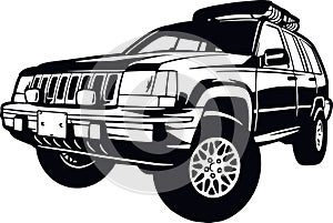 Classic Truck, Muscle car, Classic car, Stencil, Silhouette, Vector Clip Art - Truck 4x4 Off Road - Offroad car for