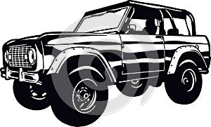 Classic Truck, Muscle car, Classic car, Stencil, Silhouette, Vector Clip Art - Truck 4x4 Off Road - Offroad car for