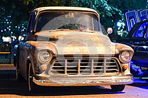 Classic trucks around the plaza in Santa Fe New Mexico leading up to Zozobra