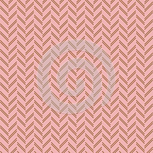 Classic tweed herringbone style pattern. Geometric lines print in pink and beige color. Classical English background for