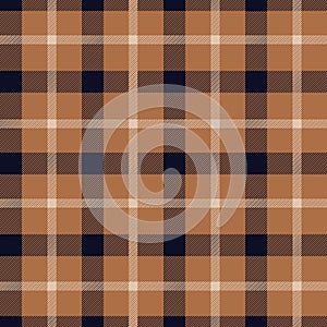 Classic tweed plaid style pattern. Geometric check print in brown and blue color. Classical English background Glen