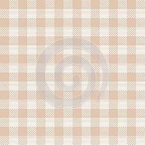 Classic tweed tartan plaid style pattern. Geometric check print in beige color. Classical English background Glen plaid