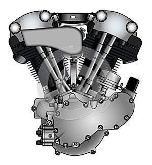 Classic V-twin motorcycle engine photo