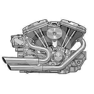 Classic V-Twin Motorcycle Engine Vector Illustration