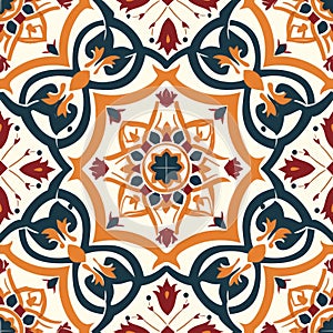 Classic Victorian Floral Tile Pattern with Autumn Tones