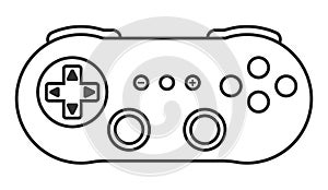 Classic video game controller or classical joystick line art icon for apps or website