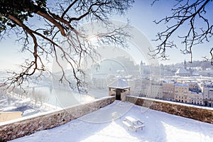 Historic town of Salzburg in winter, Salzburger Land, Austria