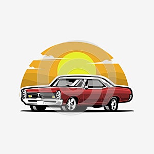 Classic Vintage Car Vector Art Illustration Design. Best for Automotive Classic T-Shirt Design