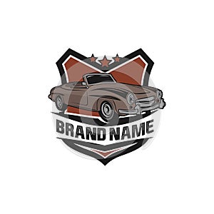 Classic/vintage car vector design inspiration. Auto car logo design template. Classic vehicle symbol logotype. A classic car