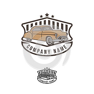 Classic/vintage car vector design inspiration. Auto car logo design template. Classic vehicle symbol logotype. A classic car