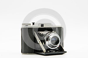 Classic Vintage Folding Film Camera isolated on White Background