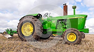 A vintage john deere 5020 tractor