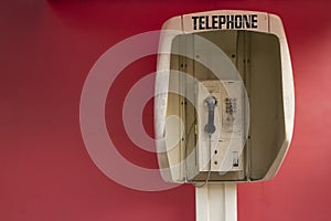 classic vintage public telephone post