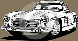 Classic vintage retro car image Mercedes 300 SL