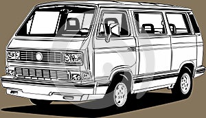 Classic vintage retro car image VW T3