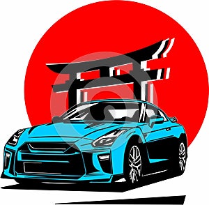 Classic vintage retro legendary Japanese sports car Nissan GTR