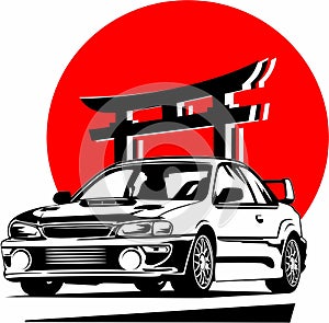 Classic vintage retro legendary Japanese sports car Subaru Impreza 