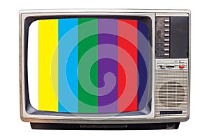 Classic Vintage Retro Style old television with NTSC tv pattern signal photo