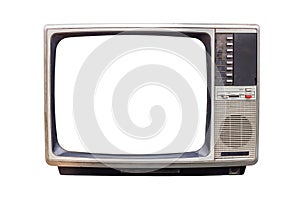Classic Vintage Retro Style old television with NTSC tv pattern signal for test purposes photo