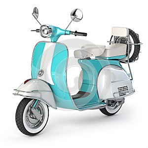 Classic vintage scooter, motor bike or moped isolated on whte