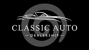 Classic vintage sports car auto dealership logo silhouette icon