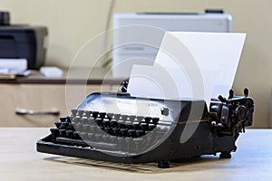 Classic vintage typewriter. Background with copy space for text