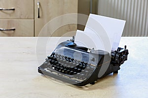 Classic vintage typewriter. Background with copy space for text