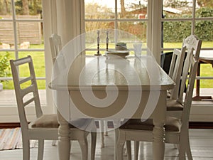 Classic Vintage White Painted Dining Table Room