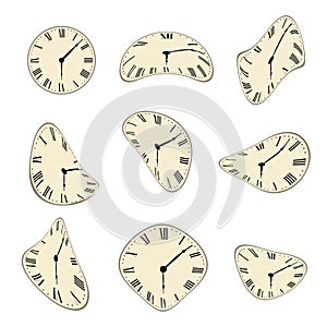 Classic Wall Clock distorted vector set design