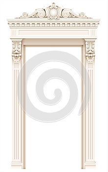 Classic white architectural door facade frame