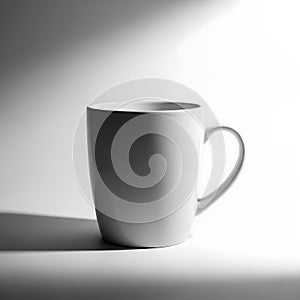 Minimalist White Ceramic Mug with Dramatic Lighting