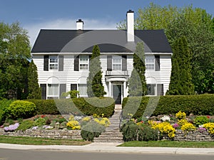 Classic white Colonial Style Home
