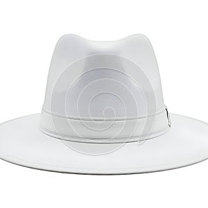 Classic White Fedora Hat on White Background