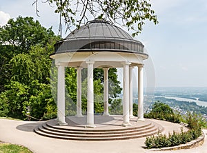 A Classic White Pavilion Overlooking the River Rhine in Germany on a Bright Summer Da