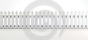 Classic White Picket Fence Isolated on White Background. Generative ai