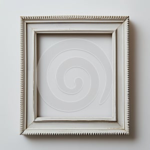 Classic White Picture Frame on Plain Background