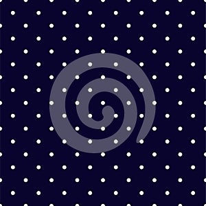 Navy Blue and White Polka Dots Seamless Pattern