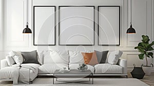 Classic White Sofa in Elegant Living Room Interior