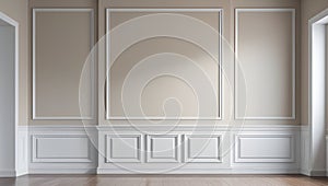 White Wainscoting Wall Elegant Panel Interior Design Background