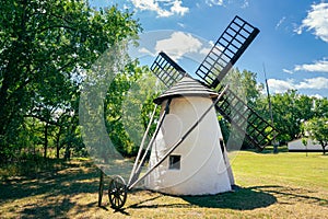 Old traditional small windmil in Hungary photo